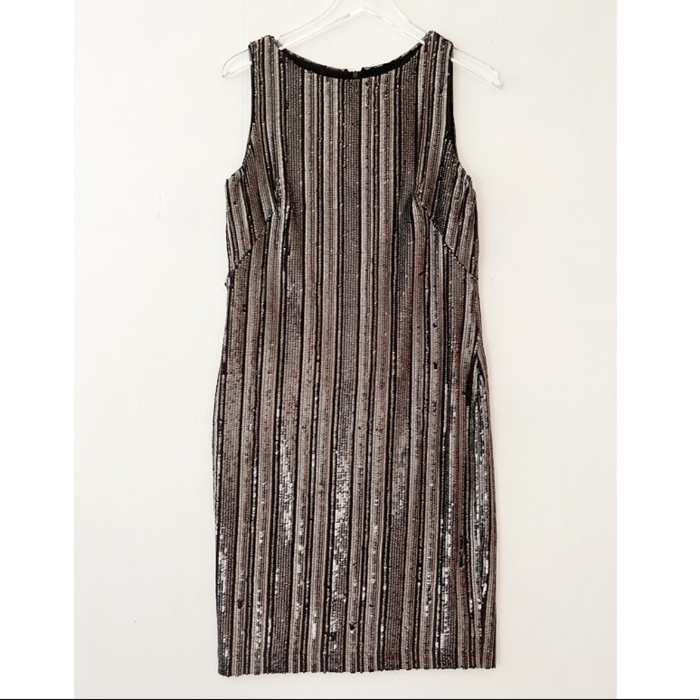 LAUREN RALPH LAUREN Sequined Sleeveless Sheath Dress Gold & Black NWT Size 8